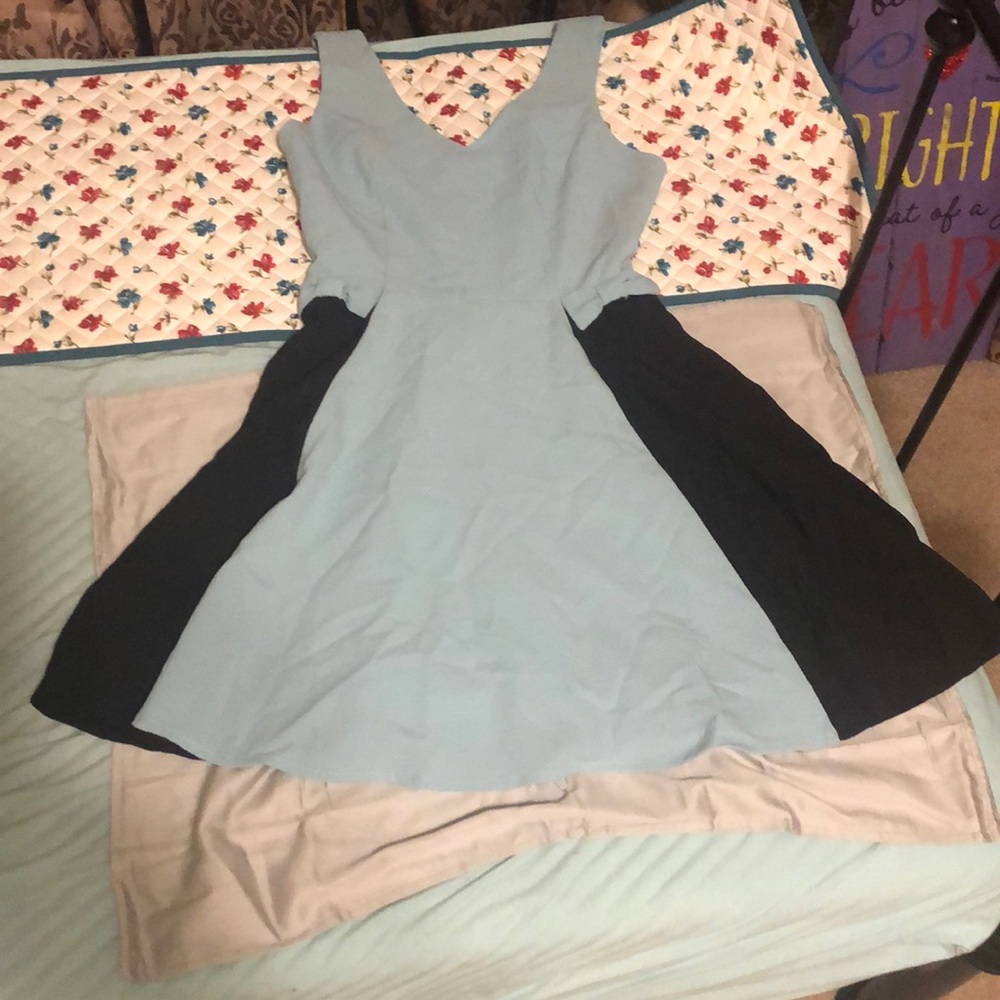 A blue and black dress